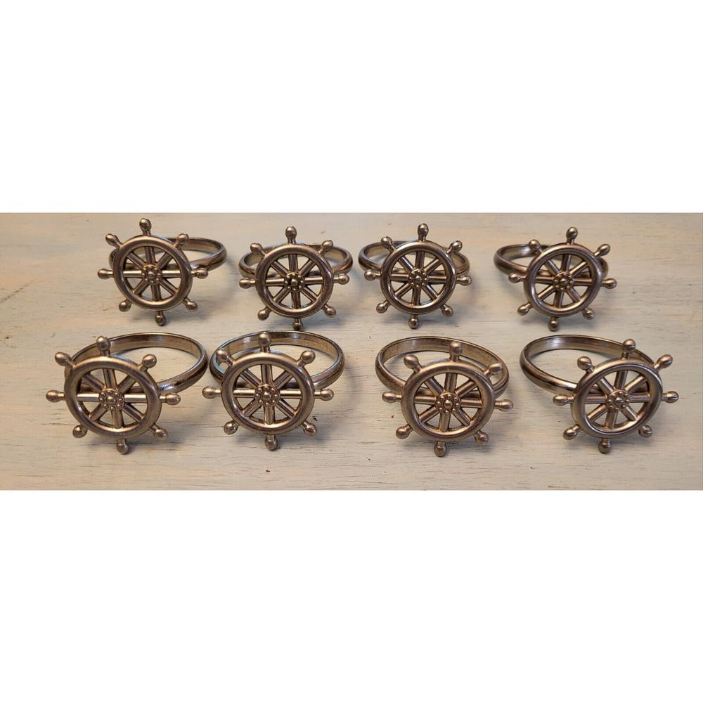 Nautical silver Napkin Rings Set